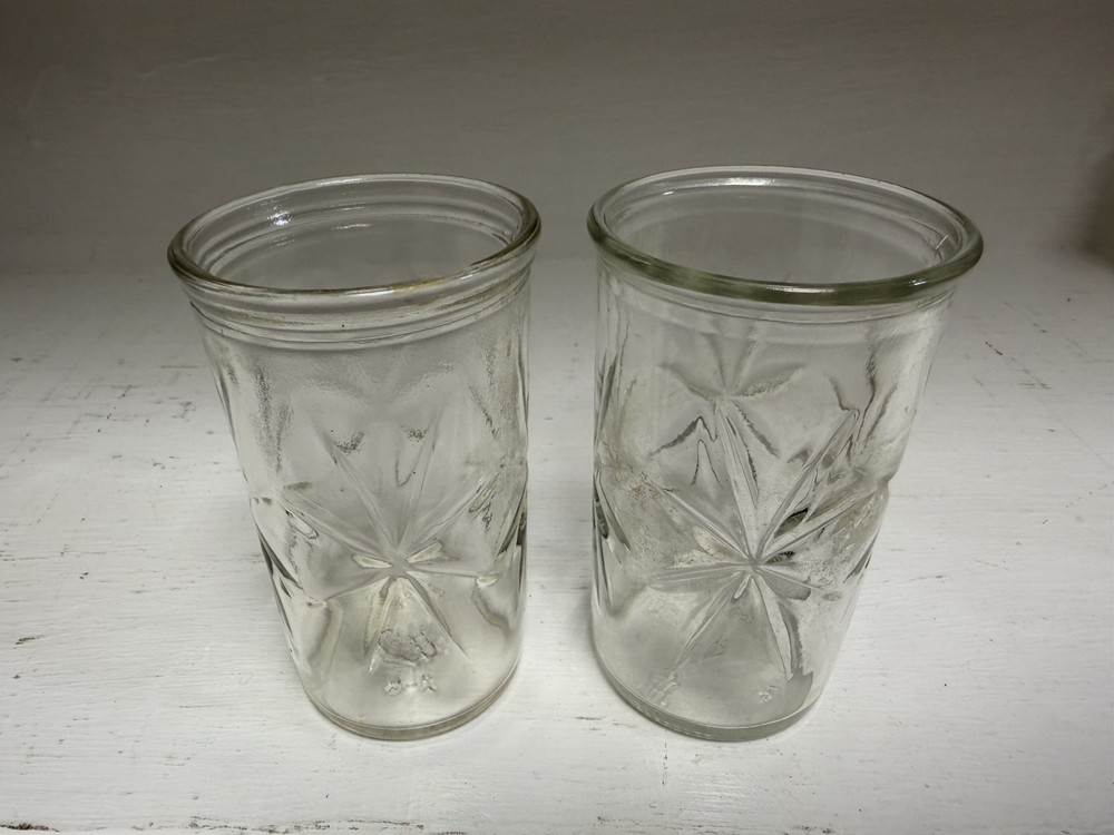 6 Vintage Anchor Hocking Starburst Juice Glasses Jelly Jar Atomic MCM Ball