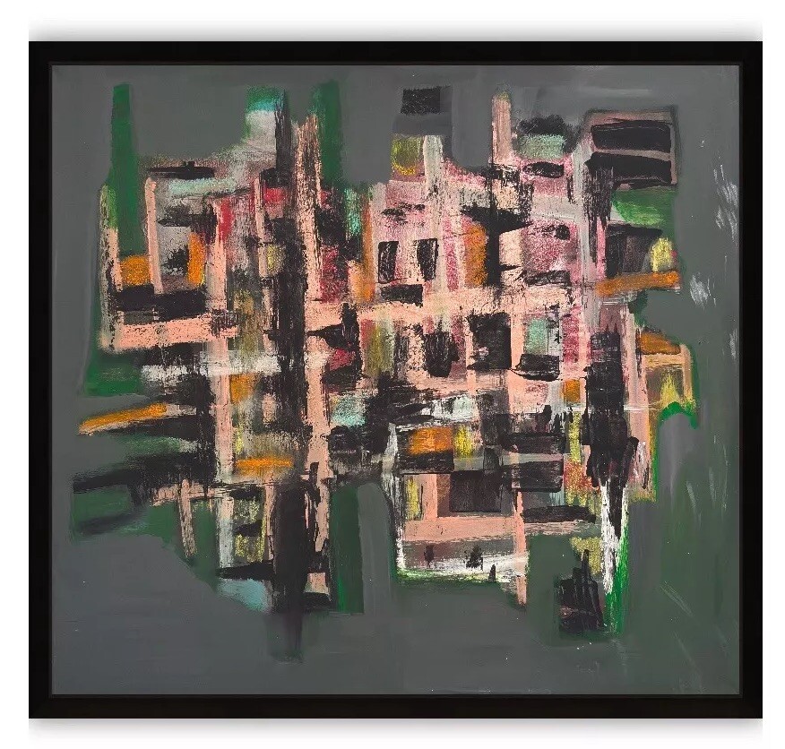 Abstract Expressionism Mid Century Modern Mixed Media MCM Canvas Art-image