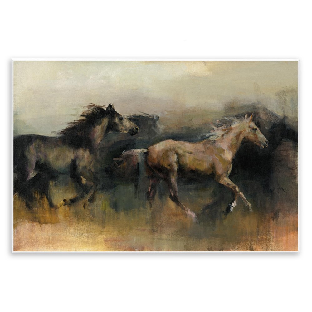 Roaming The West Horses Wall Plaque Art Design by Marilyn Borglum, 15 x 10