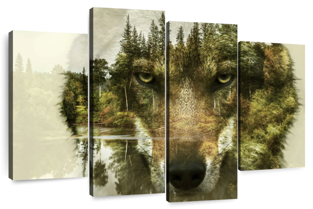 Wolf Head Silhouette Wall Art