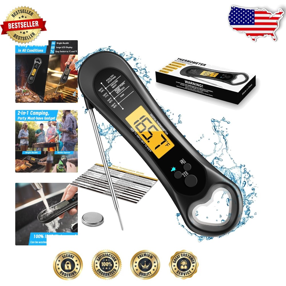 Ultra Fast Instant Read Meat Thermometer - Ideal for Grilling & Outdoor Cooking