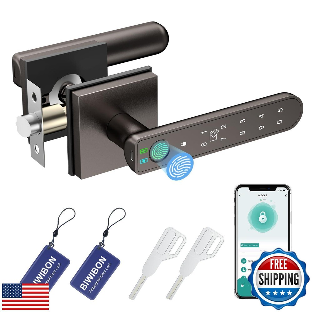 Smart Fingerprint Door Lock with APP Control – 5-in-1 Keyless Entry Door Knob