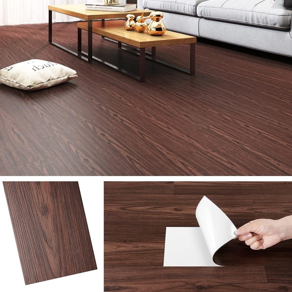 16-Pack 6x36 Inch Waterproof Peel and Stick Vinyl Plank Flooring Wood Look Tile