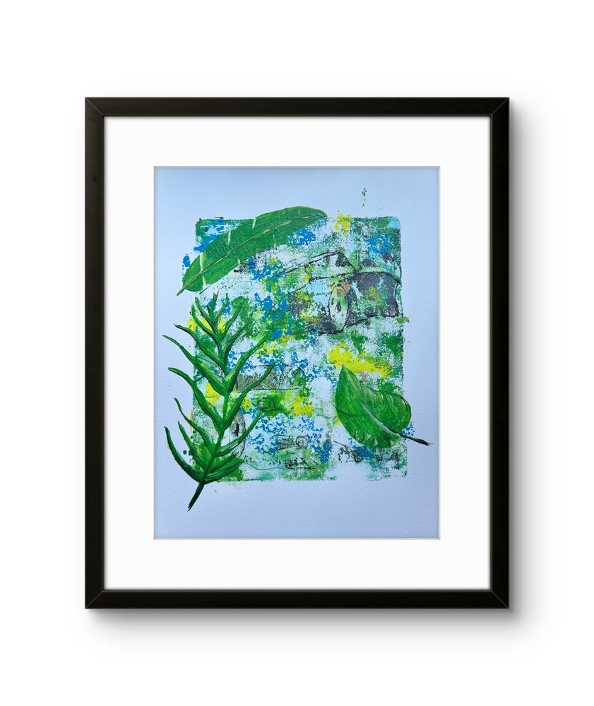 Hidden Cars 14 x 11 Original Abstract Art on Quality Paper Modern Decor Design