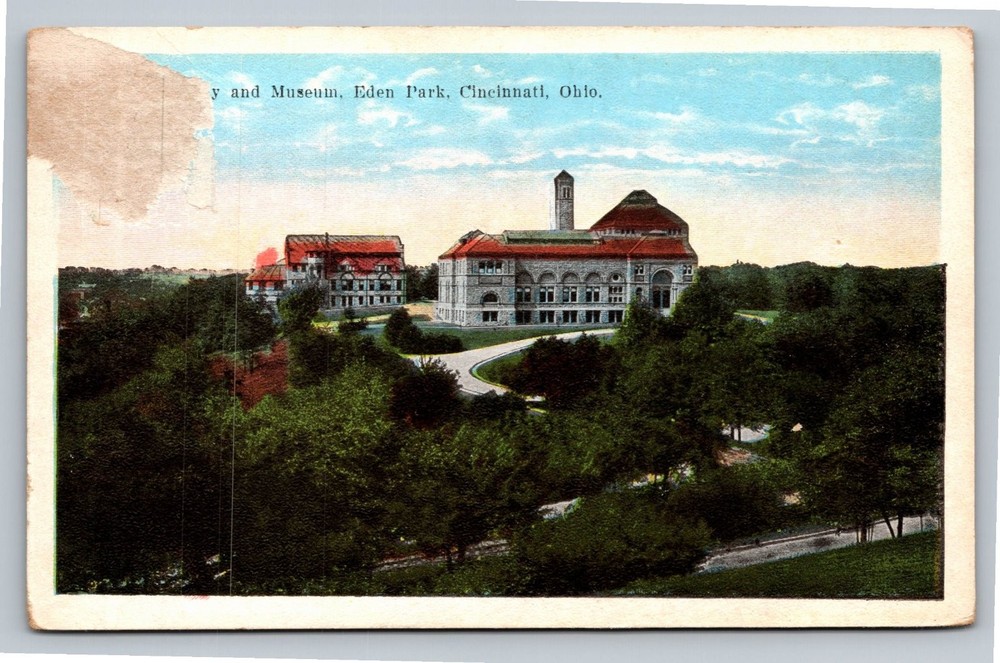 Vintage Postcard Cincinnati Museum Eden Park Ohio Red Roofs Scenic View