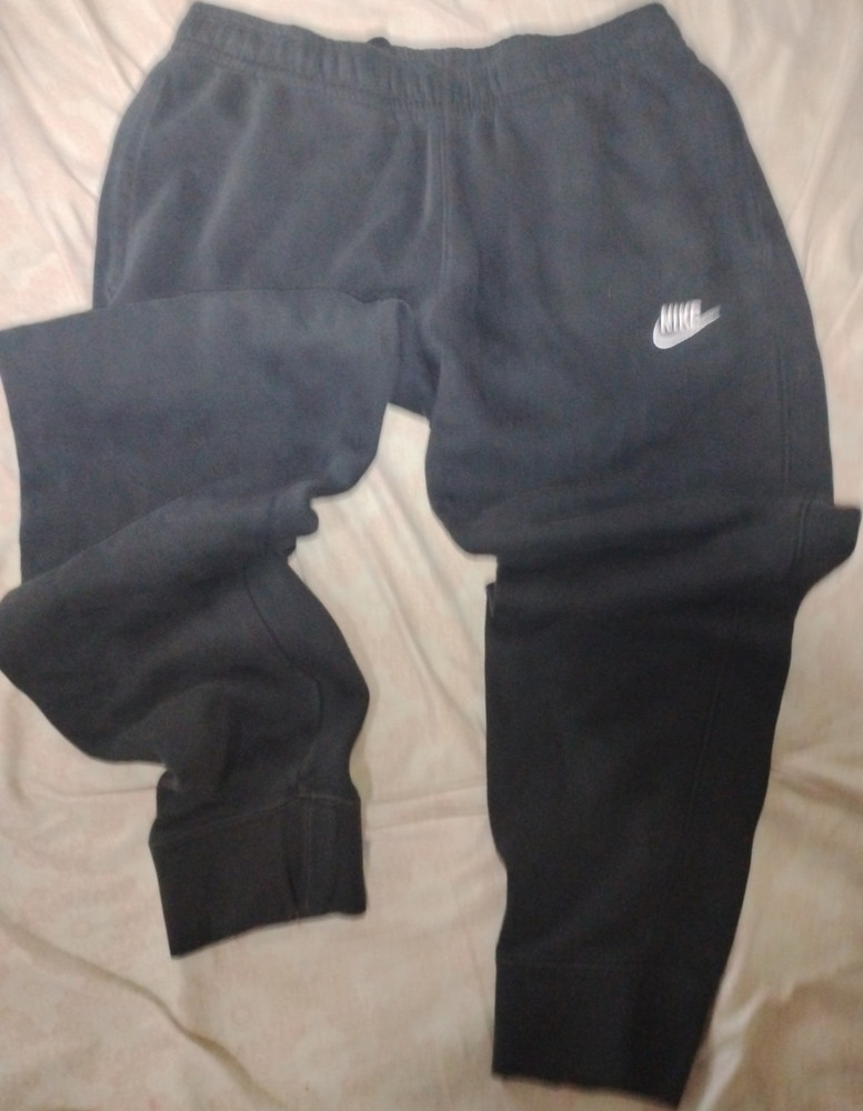 Nike Men's Black Fleece Sweatpants M Drawstring Pockets Tapered Leg