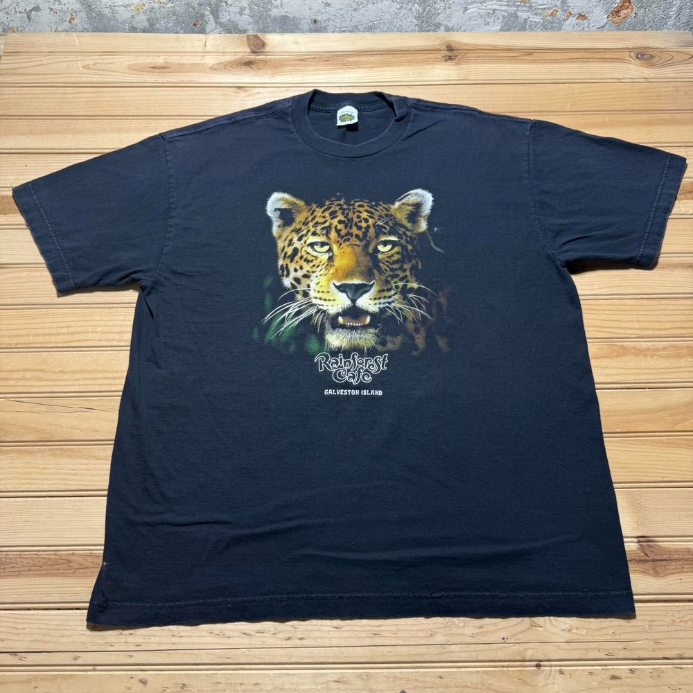 Vintage 90s Jaguar Rainforest Cafe Galveston Island Souvenir T-Shirt - Size XL