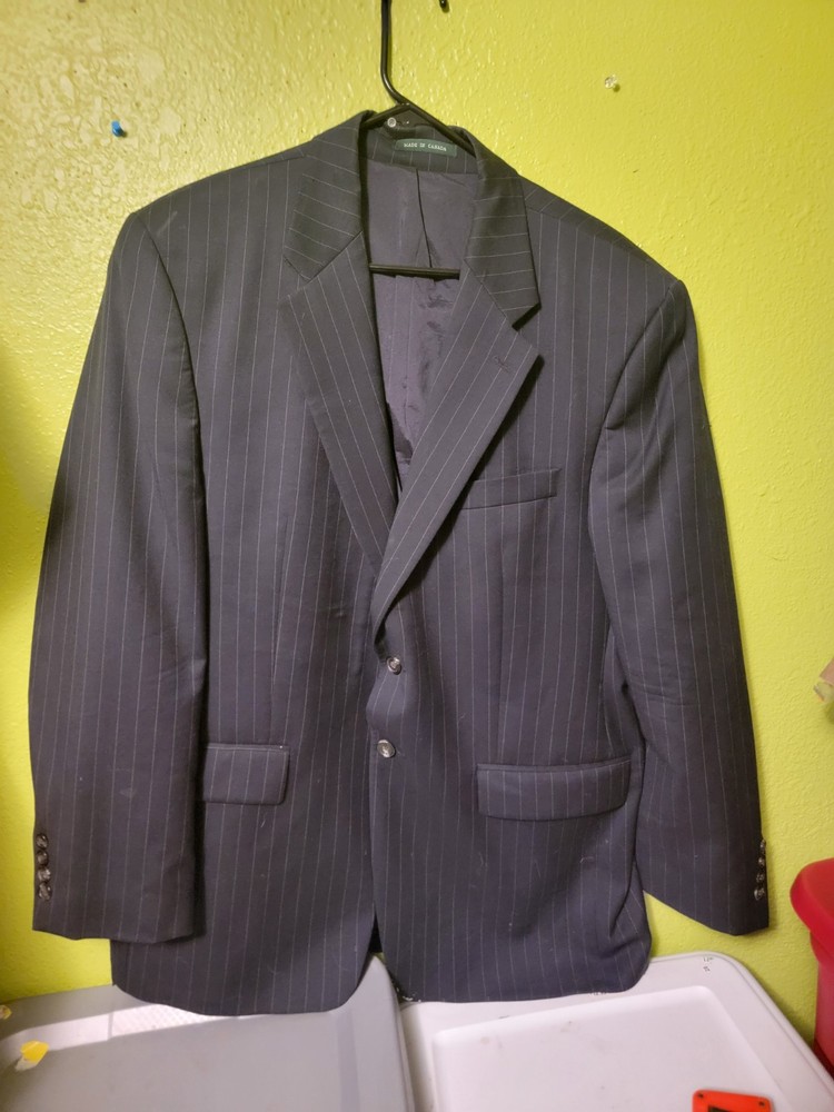 Lauren Ralph Lauren Pinstripe Wool Mens Blazer Sport Coat Suit Jacket Union 90s