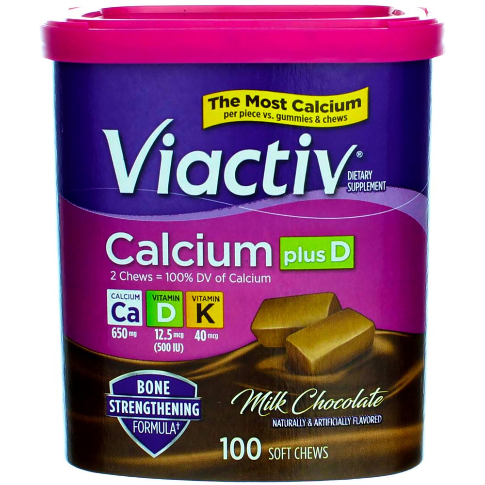 3 Pack Viactiv Calcium Plus D Dietary Supplement Chews, Milk Chocolate, 100 Ct