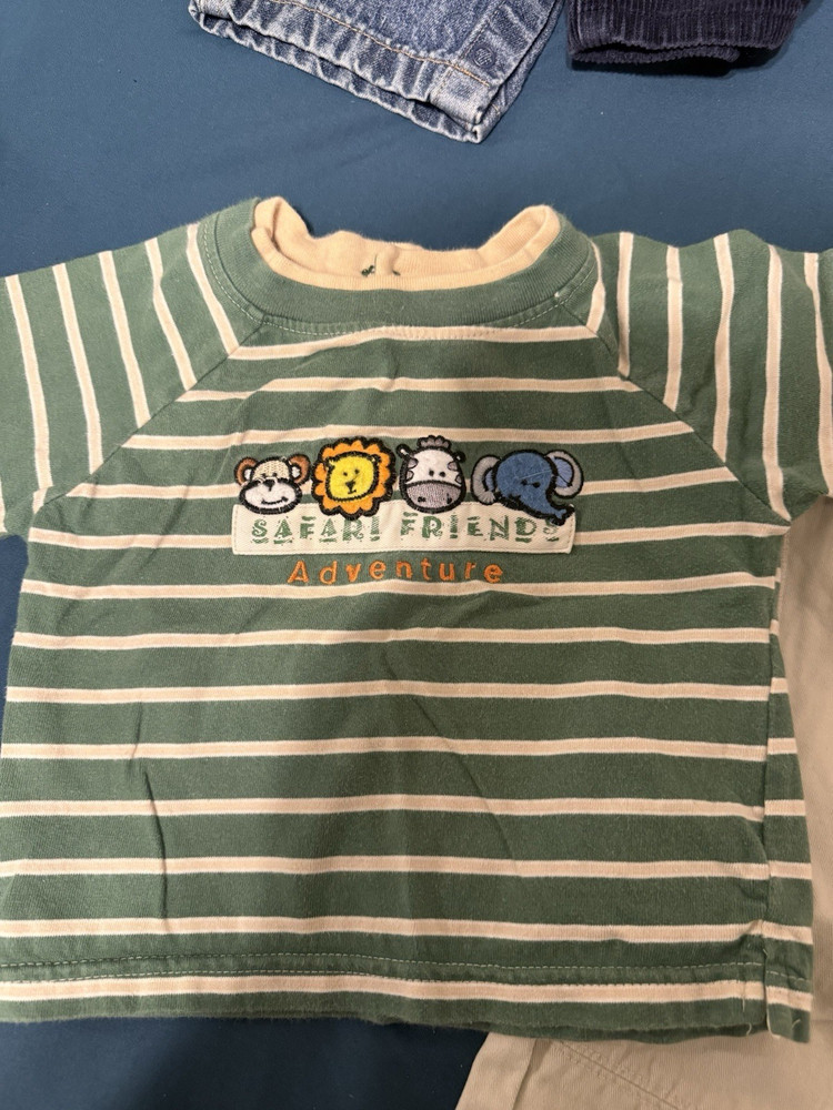 Baby Headquarters Safari Friends 2pc Cotton Pants Set 12M Green/Beige Stripe
