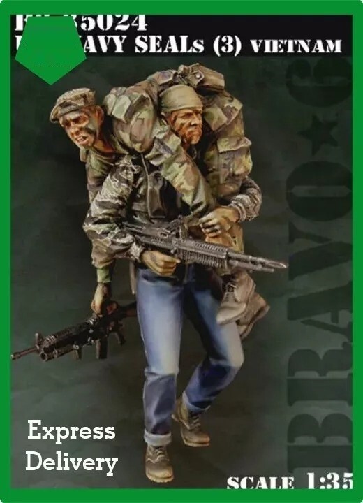 1/35 Resin Figures Model 2pcs US Soldiers Navy Seals Vietnam War Unpainted
