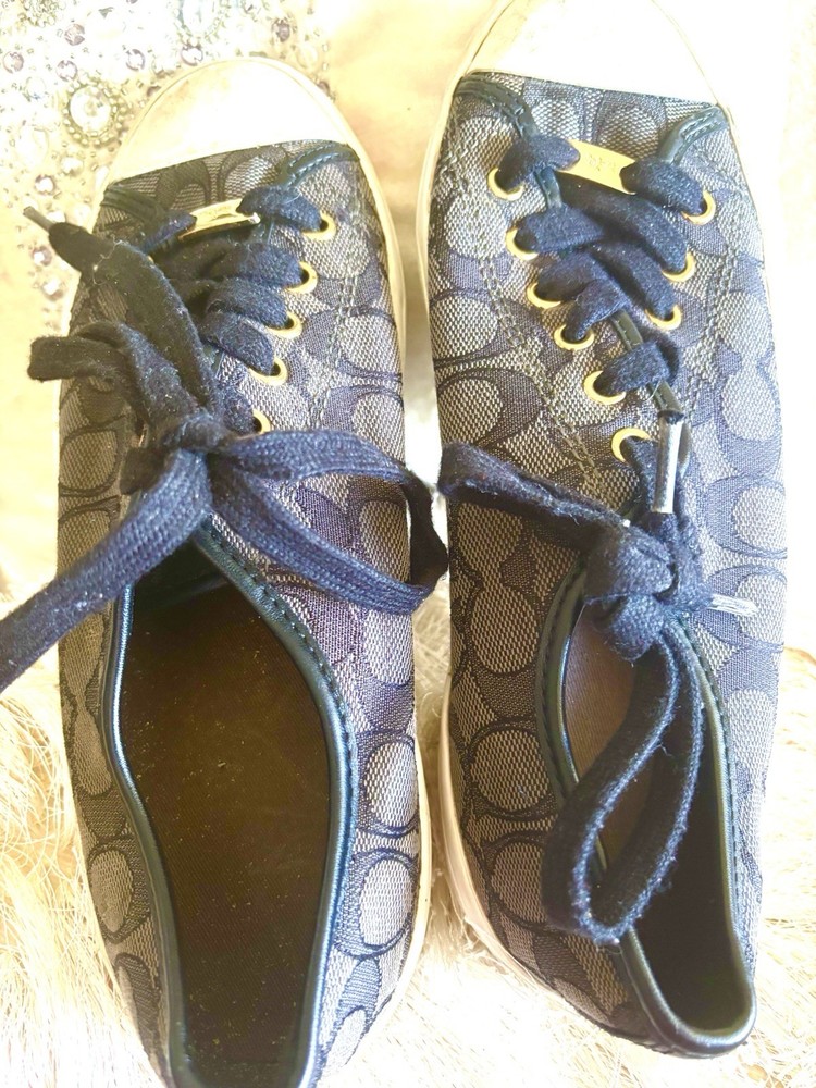 Coach Empire Signature Black Canvas Sneakers Low Top Size 9B Women's Shoes