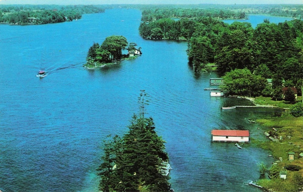 Aerial View of St Lawrence River - Thousand Islands New York NY - Postcard