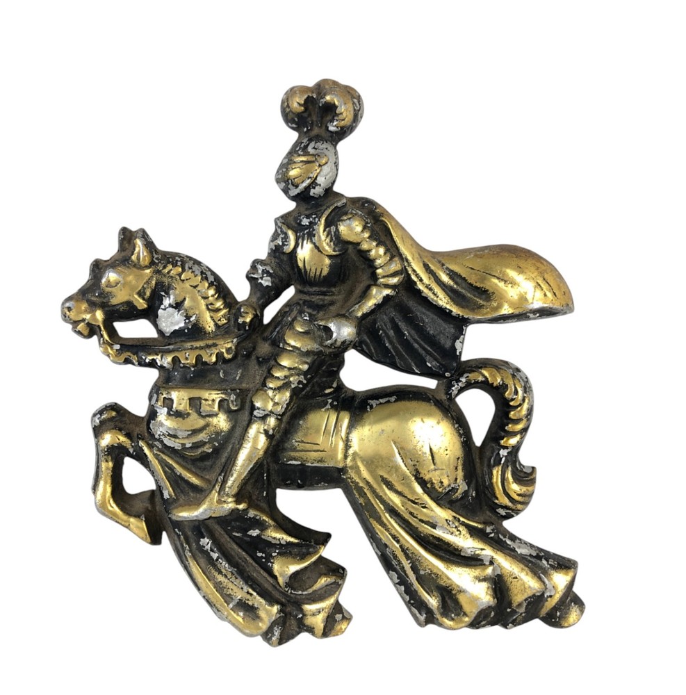 Vintage Knight Medieval Jousting Metal Wall Hanging Plaque 9 x 10