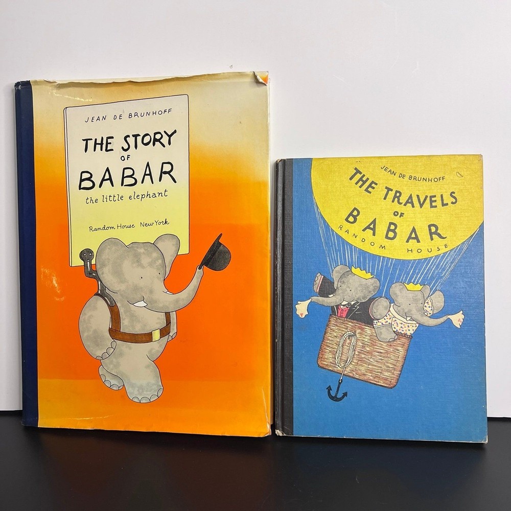 THE STORY (1984) and TRAVELS OF BABAR (1961) by Jean De Brunhoff HARDCOVER