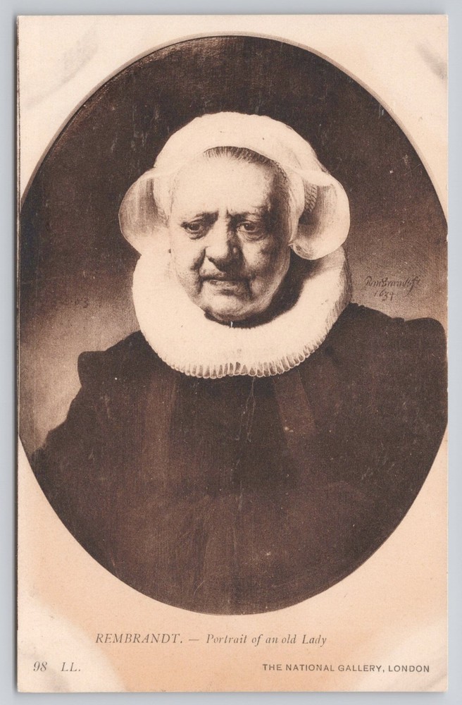 Rembrandt Portrait of an Old Lady National Gallery London England 1910 Postcard