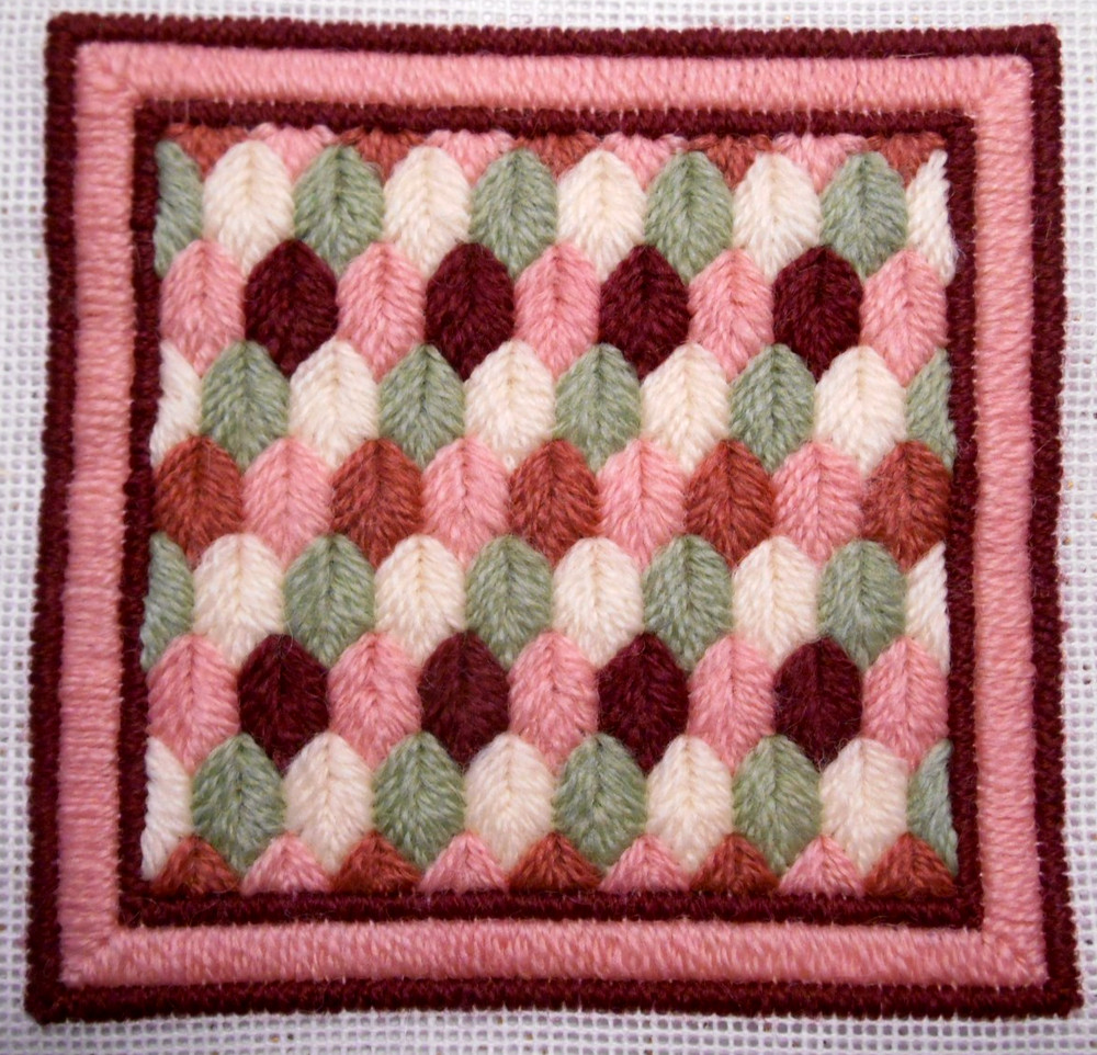 Vintage Bargello Needlepoint Canvas Completed 5 x 5