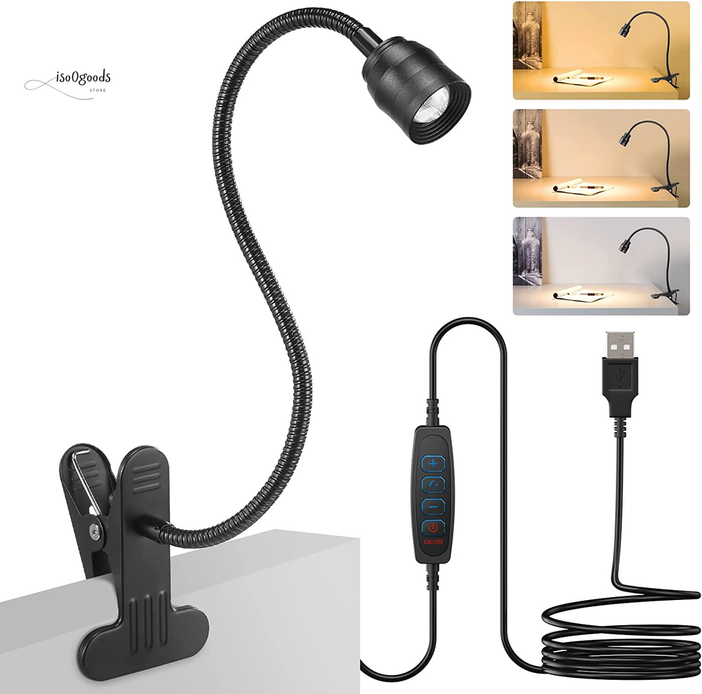 Zoomable LED Reading Lights for Bed Headboard, Clip on Spotlight Lamp for Desk