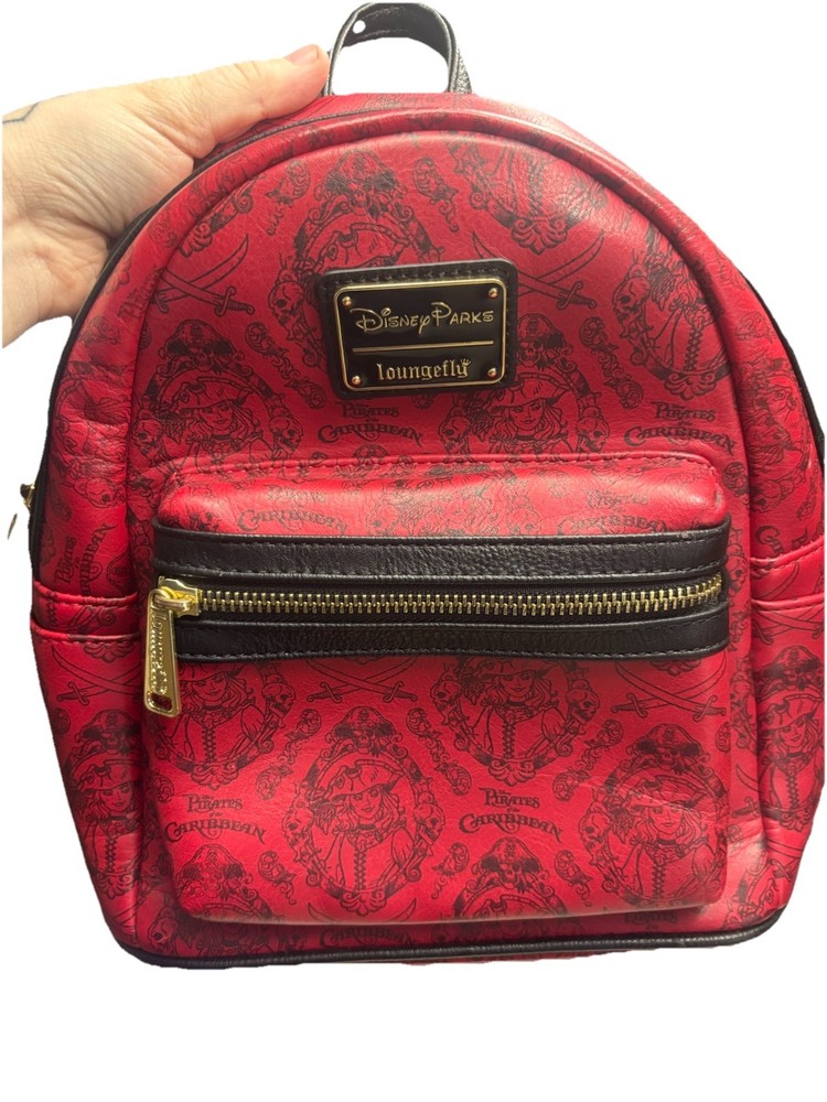 Loungefly Disney Pirates of the Caribbean Red Black Mini Backpack