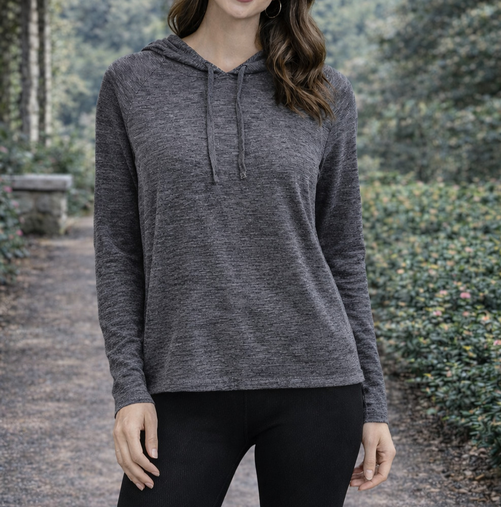 Kyodan Women Gray Hooded Long Sleeve Athletic Top Hoodie Casual Size P/S