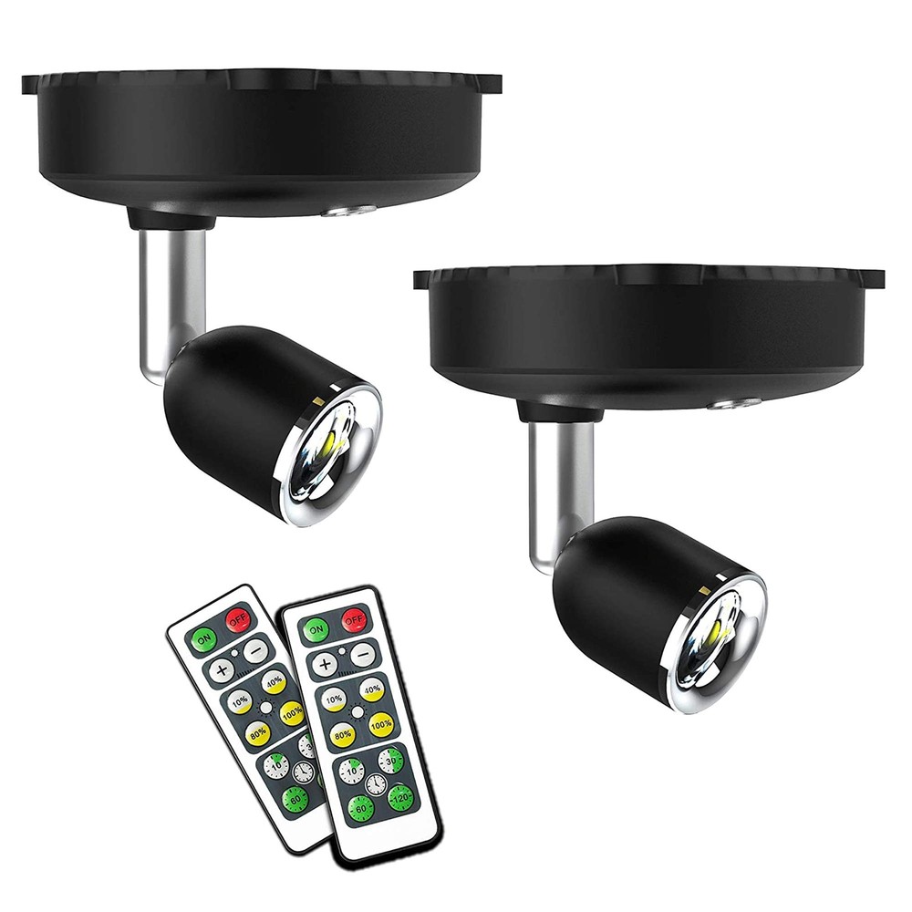 2 Pack Battery Operated LED Spotlight with Remote Control for Paintings Arts
