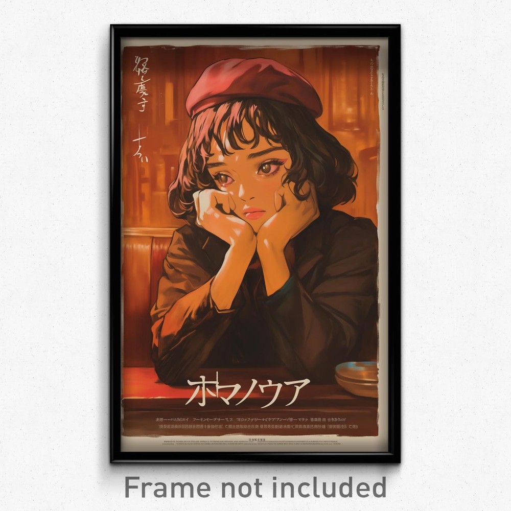 Japanese Movie Poster Art Print - Alienated Girl in Enchanting Brown Tones  