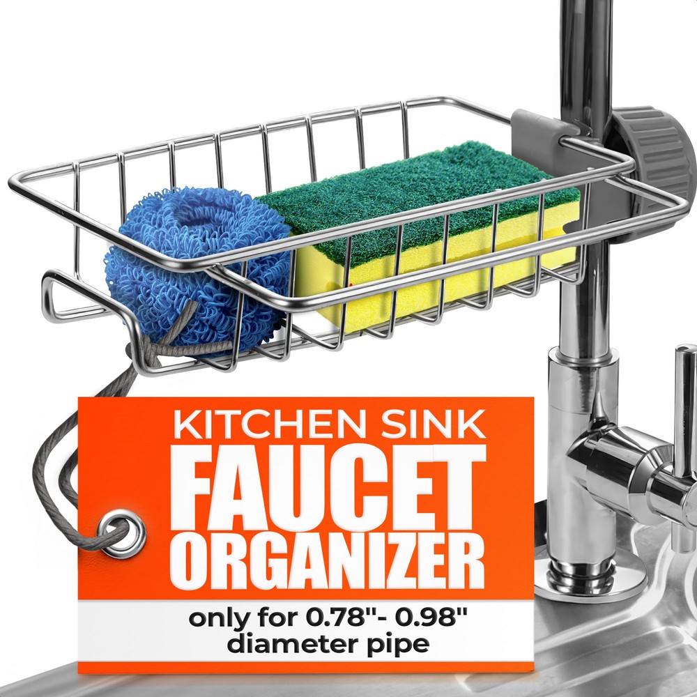 Shozon Compact Sink Caddy Organizer Kitchen Faucet Sponge Holder and Drainer