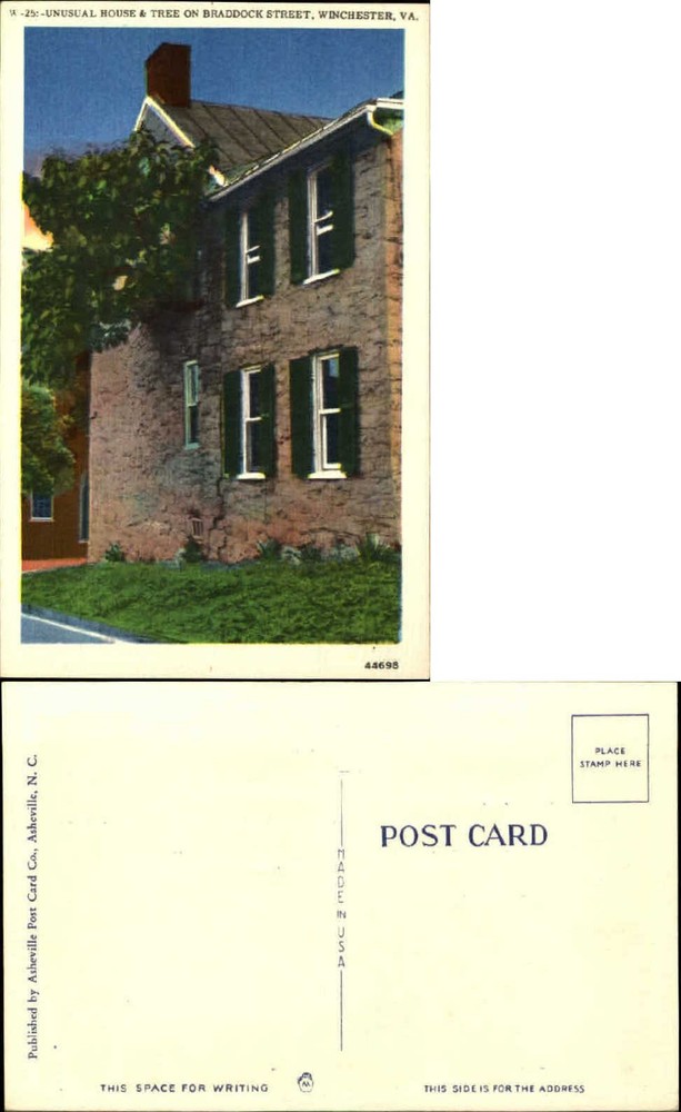 Unusual house and tree Braddock Street Winchester Virginia VA unused postcard