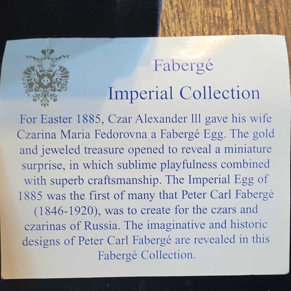 Fabergé Imperial Collection Hinged Egg Trinket Box in Velvet Case Xmas Decoratio