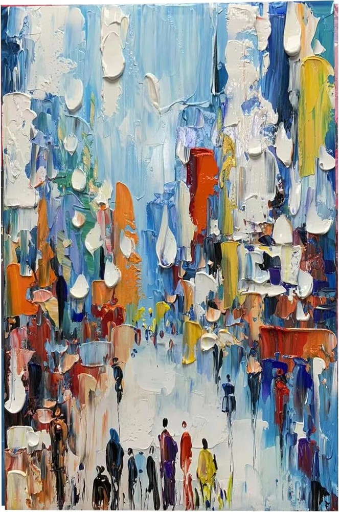 Lost on the street, abstract hand-painted oil paintings, decorative murals