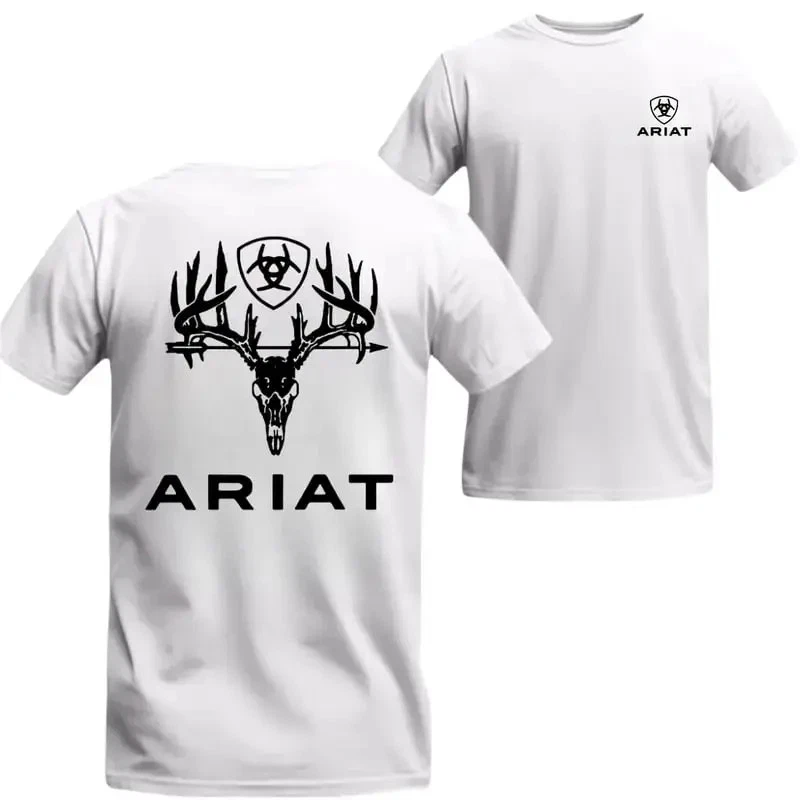Ariat Men's Black Graphic T-Shirt Short Sleeve Tee With Deer Skull Antlers Logo