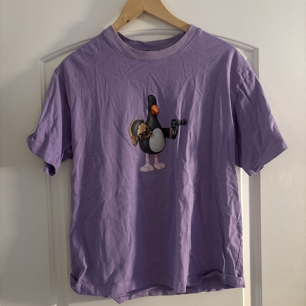 Y2K Japan Wallace and Gromit Penguin Tee Purple Large
