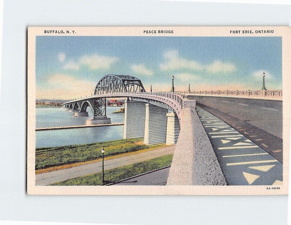 Postcard Peace Bridge Buffalo New York & Fort Erie Ontario Canada