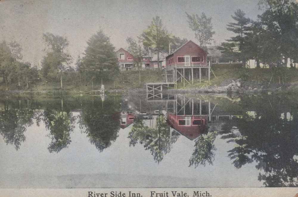 Fruit Vale MI Michigan ~  River Side Inn 1914 Montague MI cancel