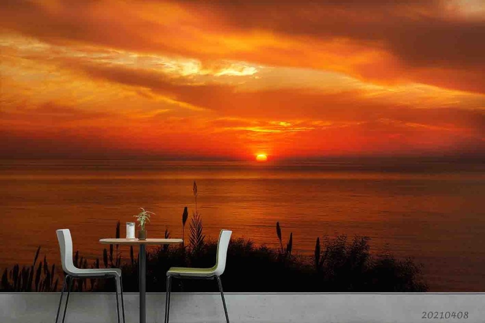 3D Sky Sea Sunset Landscape Wall Murals Wallpaper Murals Wall Sticker 9