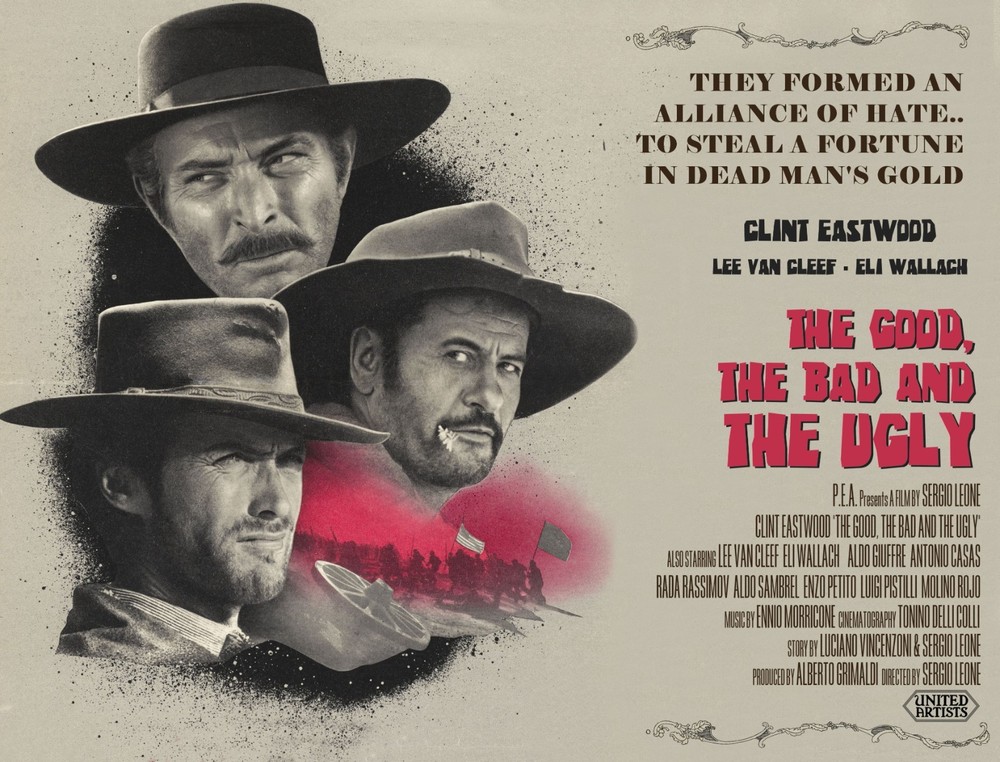 THE GOOD THE BAD AND THE UGLY 1966 quad poster print 30x40