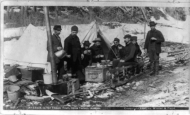 Photo:At lunch on the Yukon trail, Dyea Valley, Alaska c1897