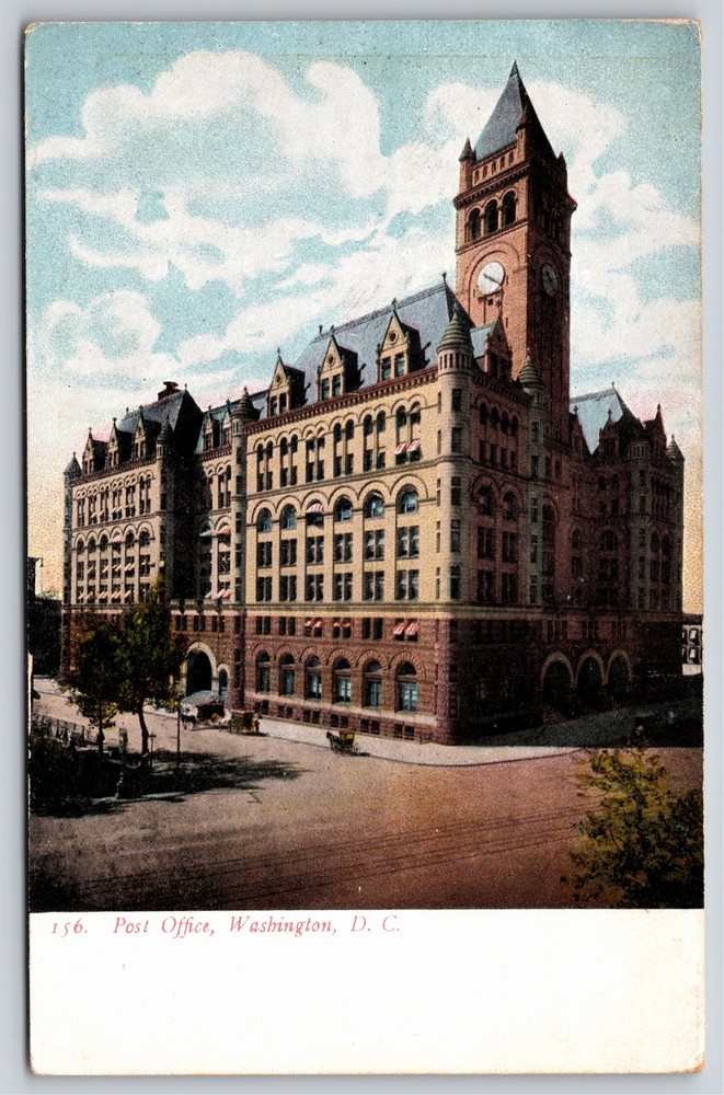 Washington DC~Post Office Bldg Street View~Romanesque Revival~Vintage Postcard