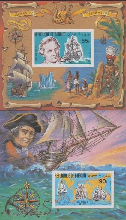 Djibouti MNH Sc 519-20 IMPERF S/S Mi Bk 27-28B James Cook 32 Euro