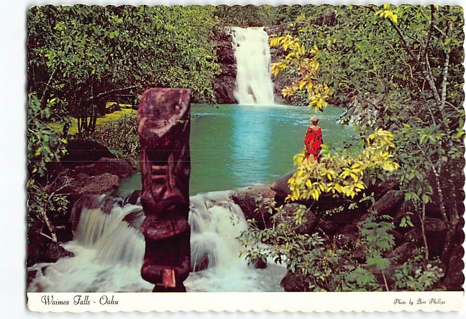 Postcard Waimea Falls North Shore Oahu Hawaii USA