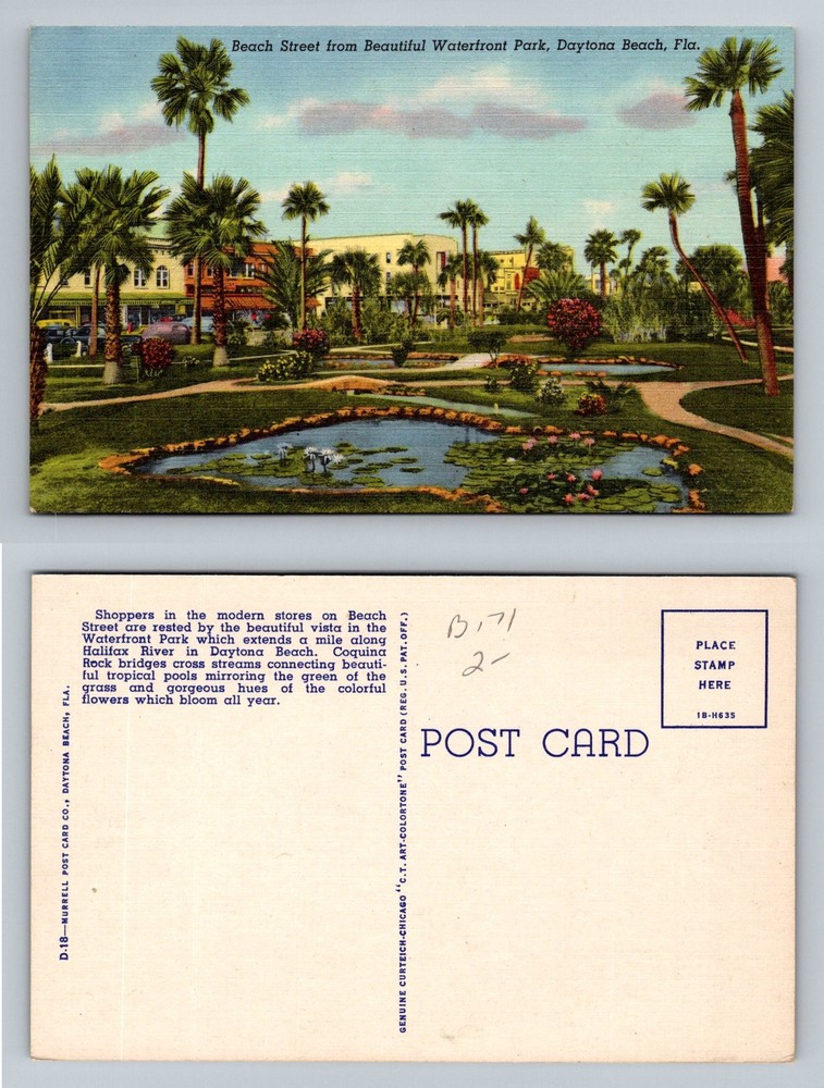 Daytona Beach, FL-Florida, Beach Street From Waterfront Park Vintage Postcard