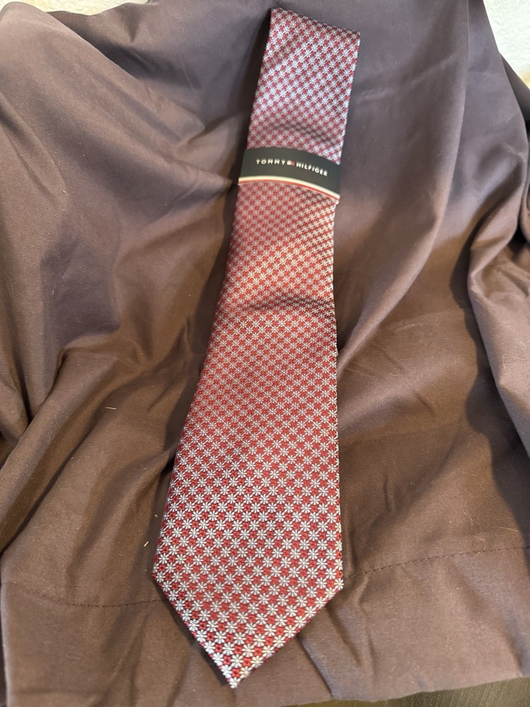 Tommy Hilfiger Floral Silk Red White Men's Designer Tie