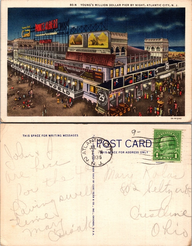 Atlantic City NJ Young's Million Dollar Pier Postcard