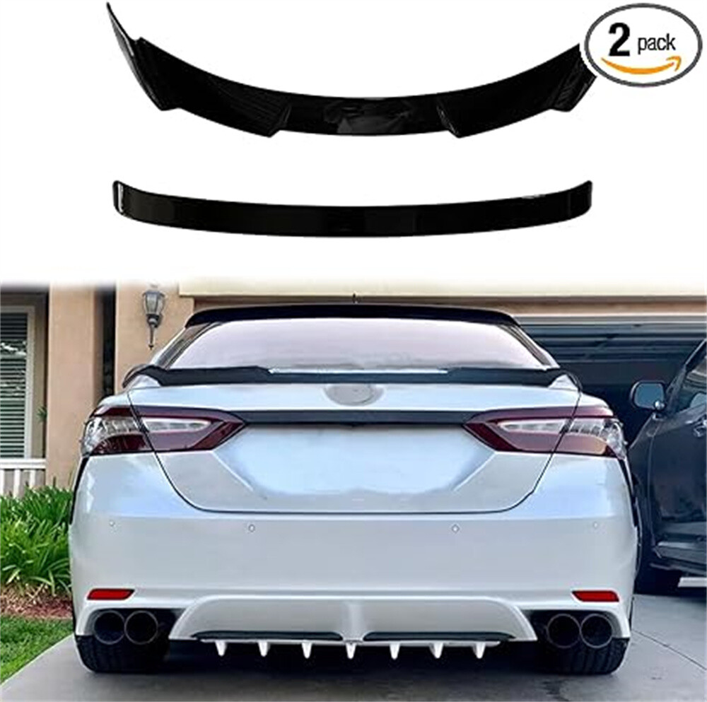 2018-20 Toyota Camry Glossy Black Trunk Lid & Rear Window Roof Spoiler 2pc Set
