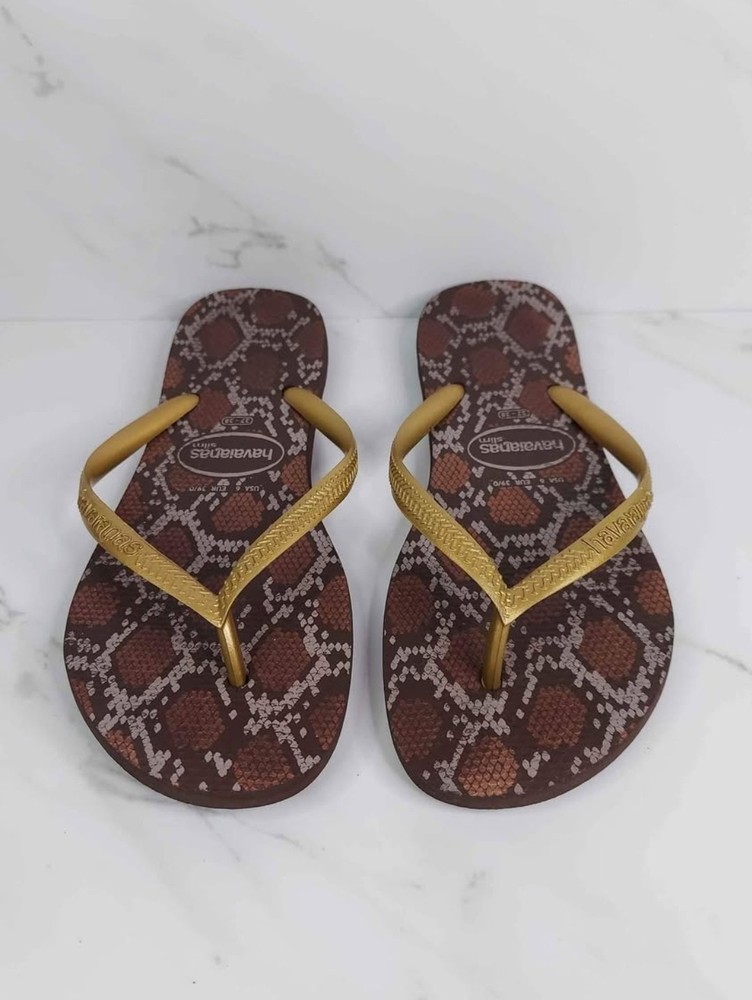 Womens Havaianas Flip Flops - Animal Print Size USA 6 EUR 37/38
