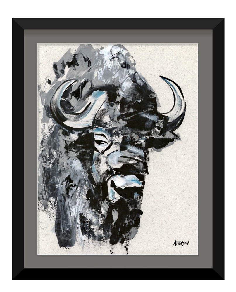 Atherton 11x14 Original Abstract Bison Acrylic Painting 