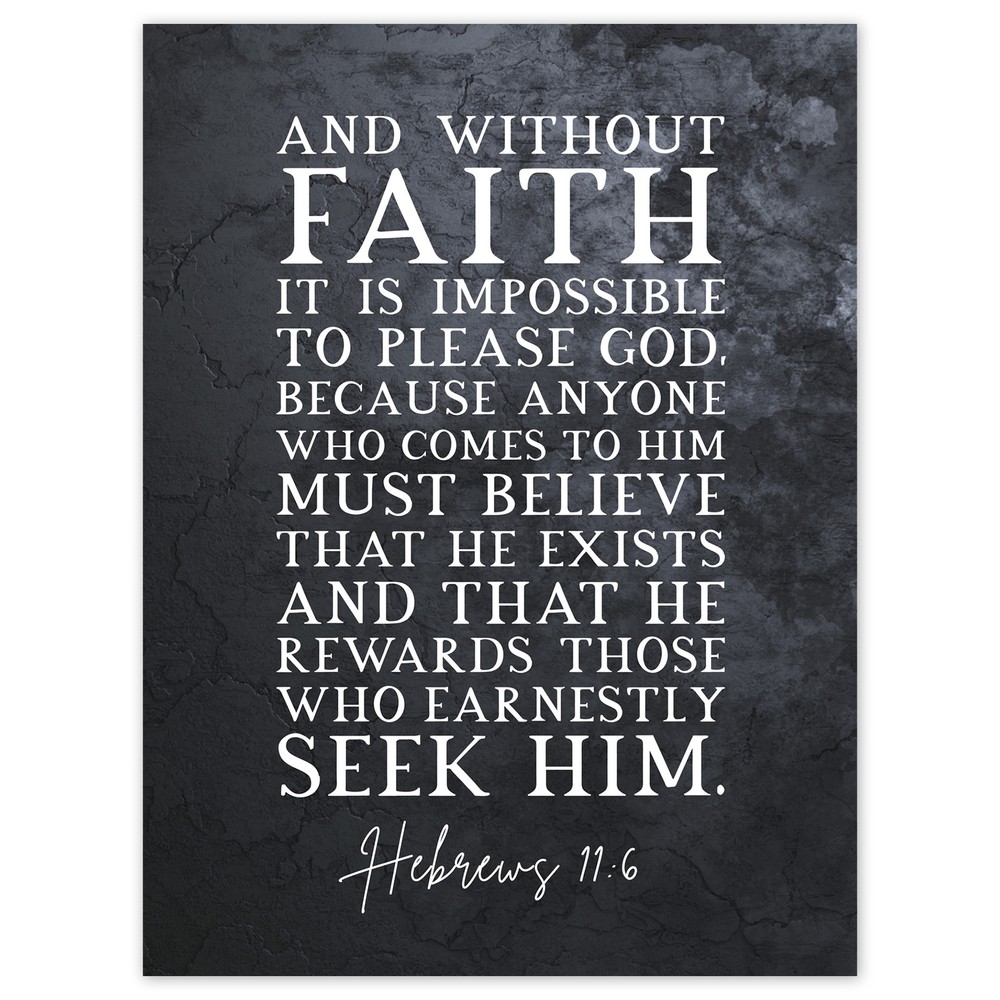 Hebrews 11:6 Faith Pleases God Scripture Art Print 18X24 Wall Decor