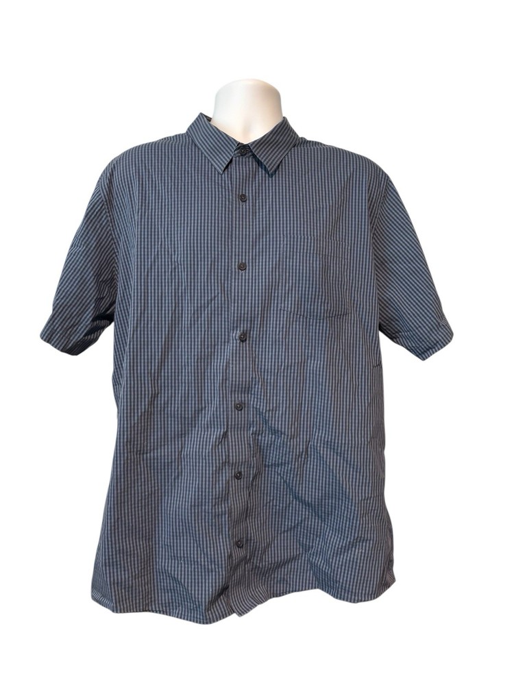 Travis Mathew Men’s Short Sleeve Blue Plaid Button Up Shirt XXL