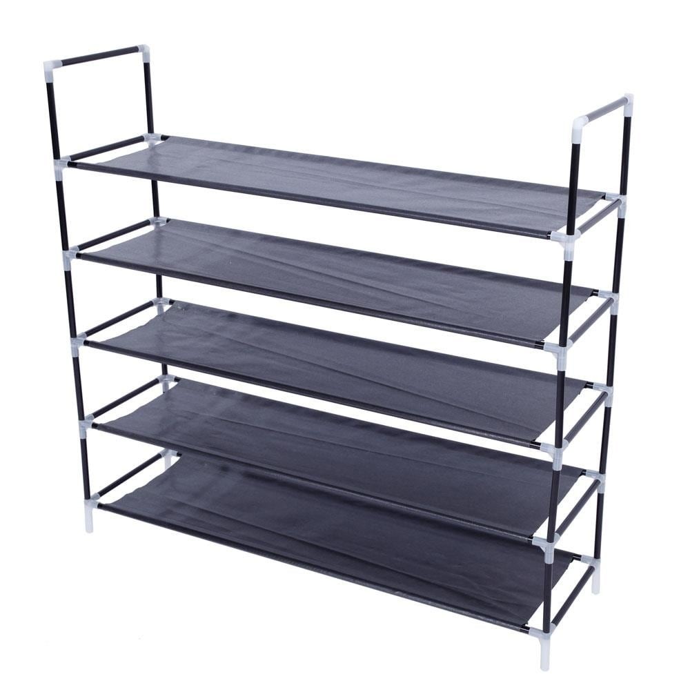 5-Tier Black Shoe Rack Organizer for Space Saving Storage  