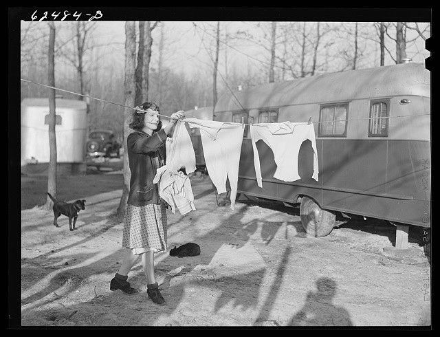 Photo:Portsmouth Virginia 1941 Navy Yard Trailer Camp Residents Laundry